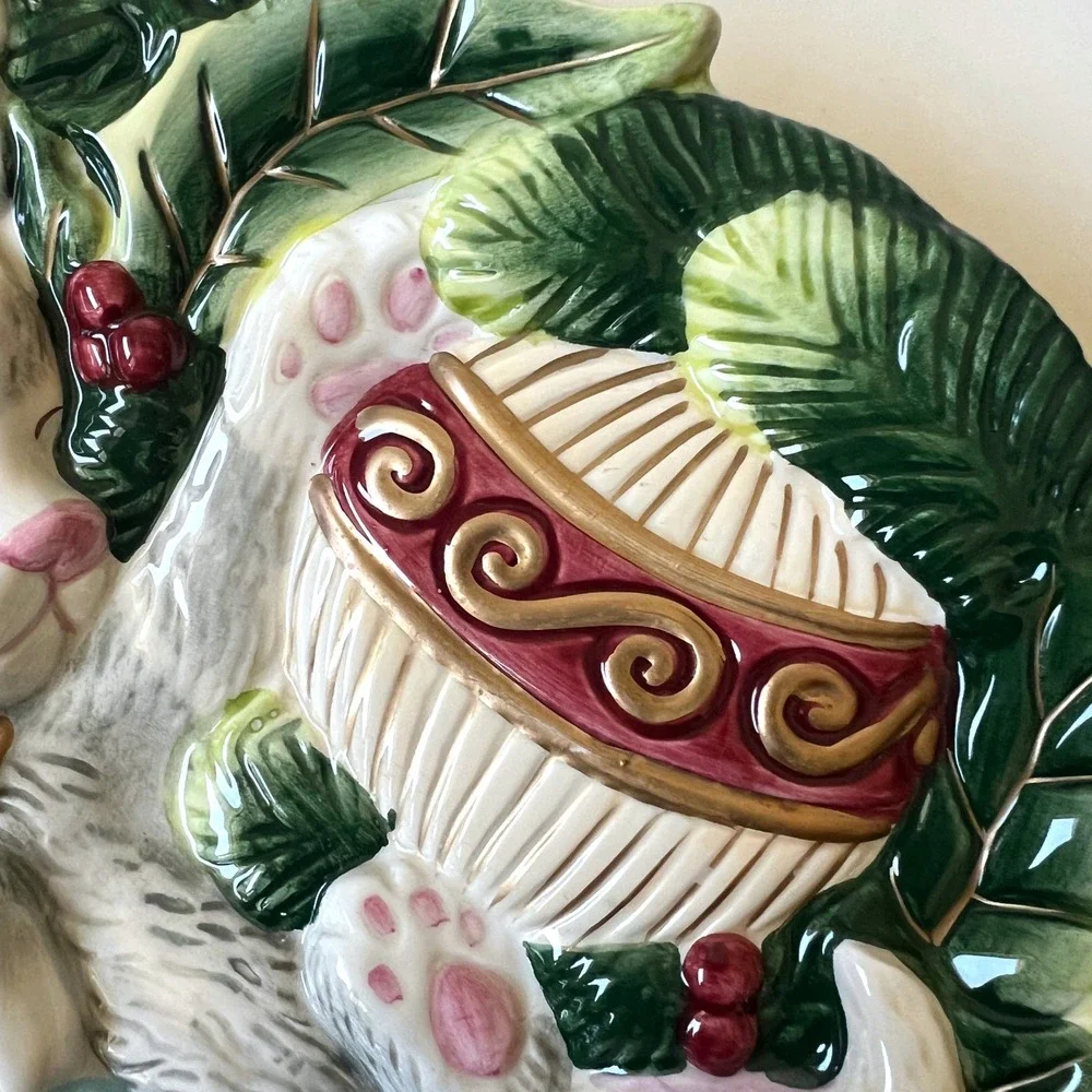 Vintage Fitz & Floyd Kristmas Kitty Christmas Cat Canape Plate 9